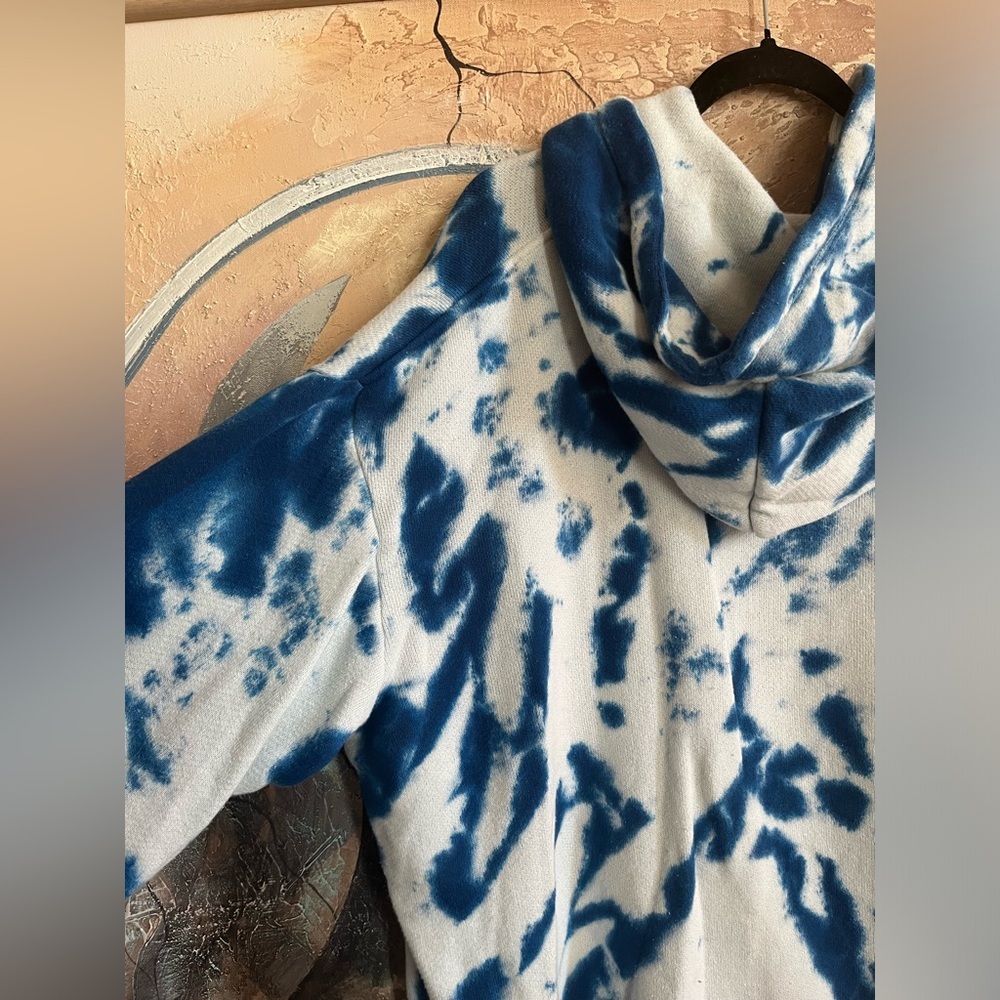 THE ELDER STATESMAN True Blue Tie-Dye Cotton & Cashmere Terry Hoodie - XL - Picture 11 of 16